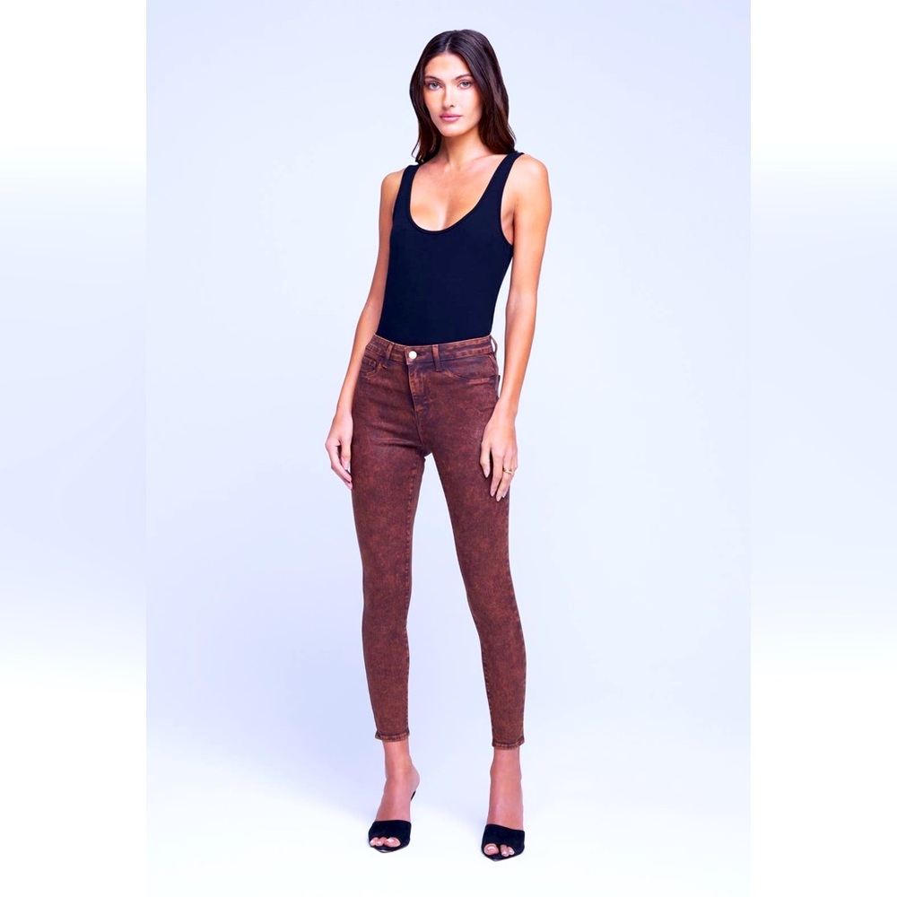 L’Agence Margot Coated Crop High Rise Skinny Jeans